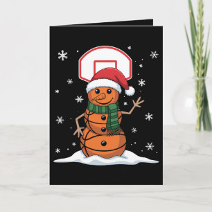 Basketbal Sneeuwman Kerstmis Kerstman Hoed Xmas Sp Kaart