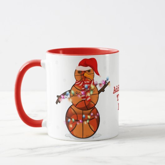 Basketbal Sneeuwman Kerstmis Licht Xmas Mok (Links)