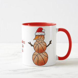 Basketbal Sneeuwman Kerstmis s Kerst Sporten Mok
