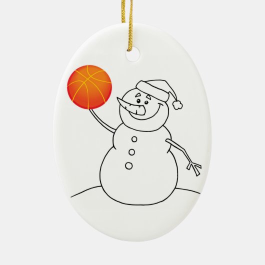 Basketbal Sneeuwman Vakantie Keramisch Ornament (Achterkant)