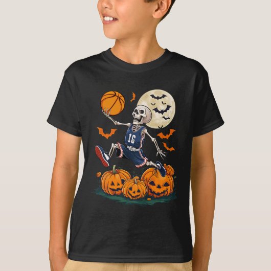 Basketbal spelen Halloween Mannen Boys Basketbal T-shirt (Voorkant)