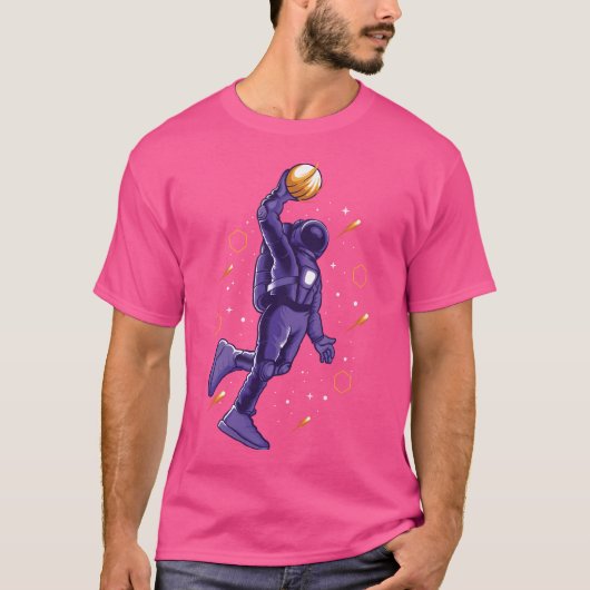 Basketbal spelen of basketbal spelen in de ruimte t-shirt (Voorkant)