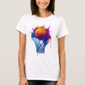 Basketbal Splash Art – Levendig sportontwerp T-shirt (Voorkant)