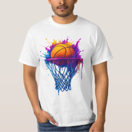 Basketbal Splash Art – Levendig sportontwerp T-shirt
