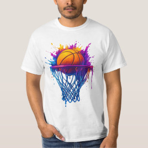 Basketbal Splash Art – Levendig sportontwerp T-shirt