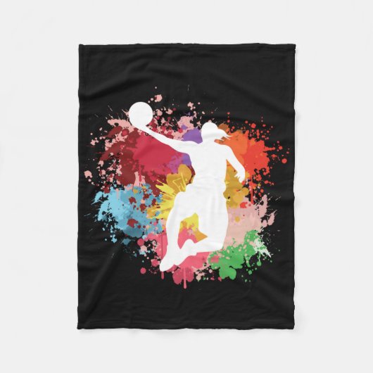 Basketbal Splash Waterverf Fleece Deken (Voorkant)