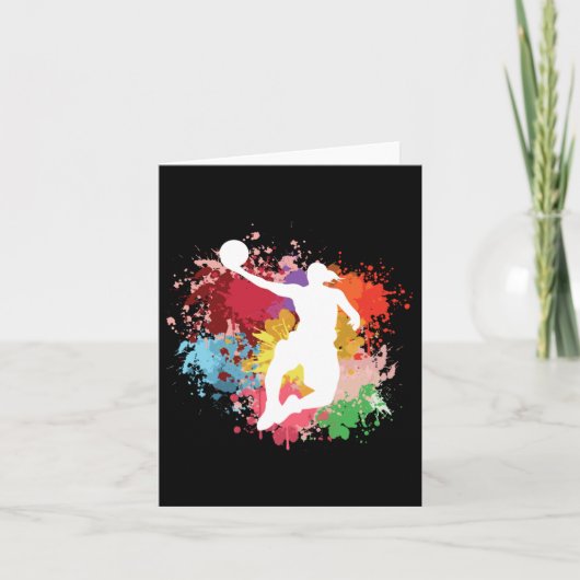 Basketbal Splash Waterverf Kaart (Voorkant)