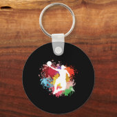 Basketbal Splash Waterverf Sleutelhanger (Voorkant)