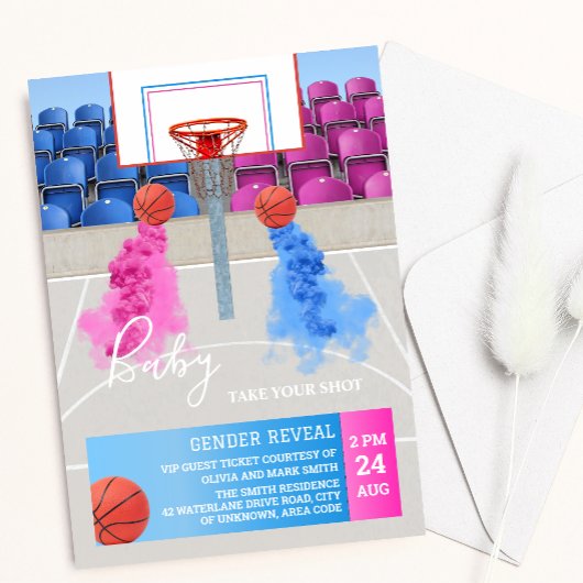 Basketbal Sport Baby Gender Reveal Kaart