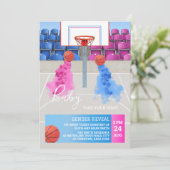 Basketbal Sport Baby Gender Reveal Kaart (Staand voorkant)