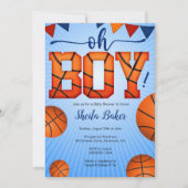 Basketbal Sport Baby shower Uitnodiging - Oh Boy (Voorkant)