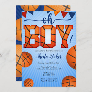 Basketbal Sport Baby shower Uitnodiging - Oh Boy