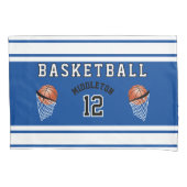 Basketbal Sport Ball Design - Blauw - Bewerkbaar Kussensloop (Voorkant)