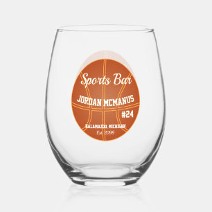 Basketbal Sport Bar Cocktail Wijnglas Zonder Voet