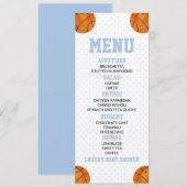 Basketbal Sport Blauw Baby shower Voedsel Menu (Voorkant / Achterkant)