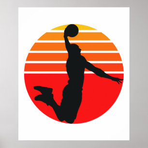 Basketbal Sport Dunk Kleurrijke Kunstwerk Poster