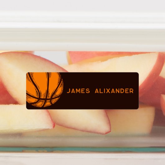 Basketbal Sport Eenvoudige naam Kinderen labels (Aangebracht)