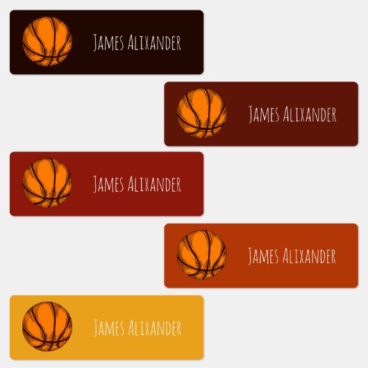 Basketbal Sport Eenvoudige naam Kinderen labels (Groep)