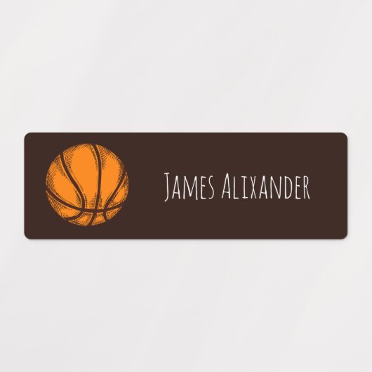 Basketbal Sport Eenvoudige naam Kinderen labels (Design 1)