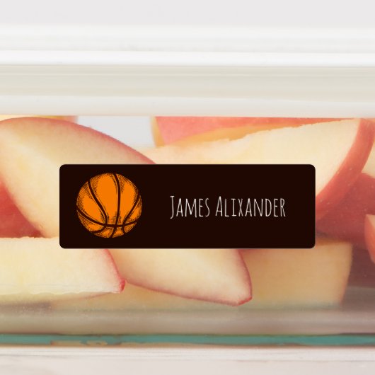 Basketbal Sport Eenvoudige naam Kinderen labels (Aangebracht)