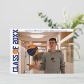 Basketbal Sport Foto Afstudeerfeest Kaart (Staand voorkant)
