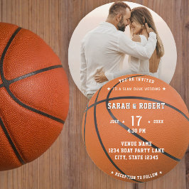Basketbal Sport Foto Oranje Bruiloft Kaart