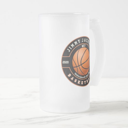 Basketbal Sport Frosted Bier Mok Glas Drinkware (Voorkant rechts)