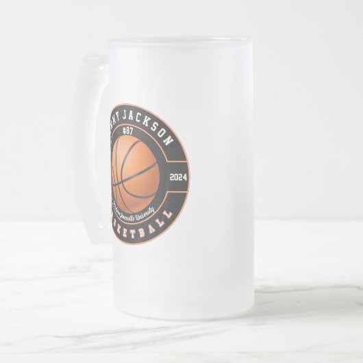 Basketbal Sport Frosted Bier Mok Glas Drinkware (Voorkant links)