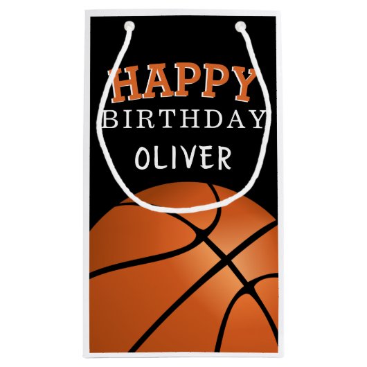 Basketbal Sport Gelukkige Verjaardag Naam Klein Cadeauzakje (Achterkant)
