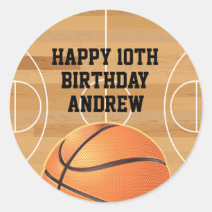 Basketbal sport gelukkige verjaardag servetten ronde sticker