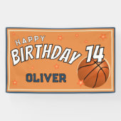 Basketbal Sport Happy Birthday Achtergrond Spandoek (Horizontaal)