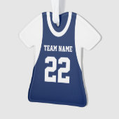 Basketbal Sport Jersey Blauw met Foto Ornament (voorkant)