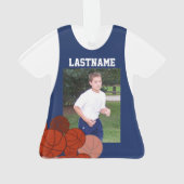 Basketbal Sport Jersey Blauw met Foto Ornament (achterkant)