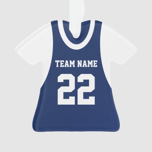 Basketbal Sport Jersey Blauw met Foto Ornament (voorkant)