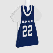 Basketbal Sport Jersey Blauw met Foto Ornament (voorkant)