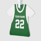 Basketbal Sport Jersey Groen met Foto Ornament (voorkant)