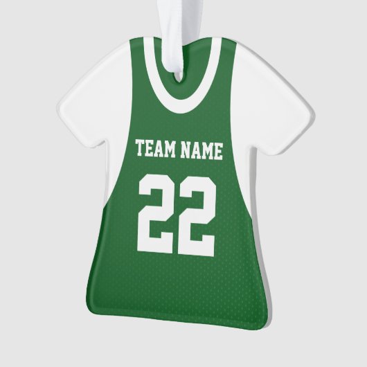 Basketbal Sport Jersey Groen met Foto Ornament (voorkant)