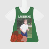 Basketbal Sport Jersey Groen met Foto Ornament (achterkant)