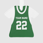 Basketbal Sport Jersey Groen met Foto Ornament (voorkant)