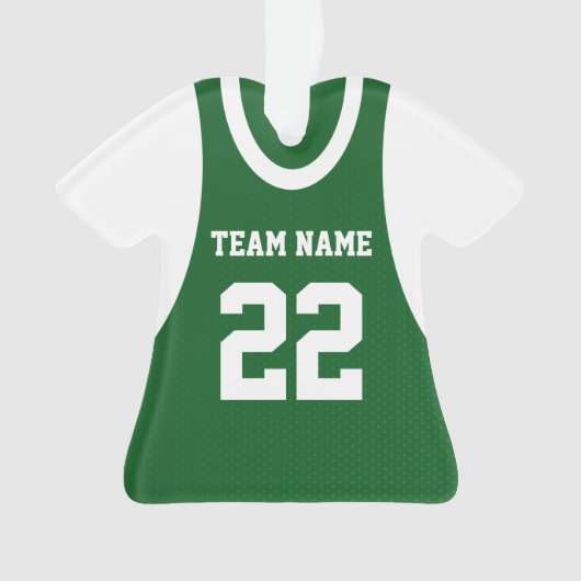 Basketbal Sport Jersey Groen met Foto Ornament (voorkant)