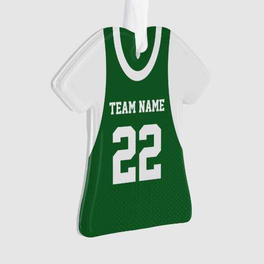 Basketbal Sport Jersey Groen met Foto Ornament (voorkant)