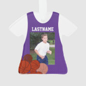 Basketbal Sport Jersey Paarse met Foto Ornament (achterkant)