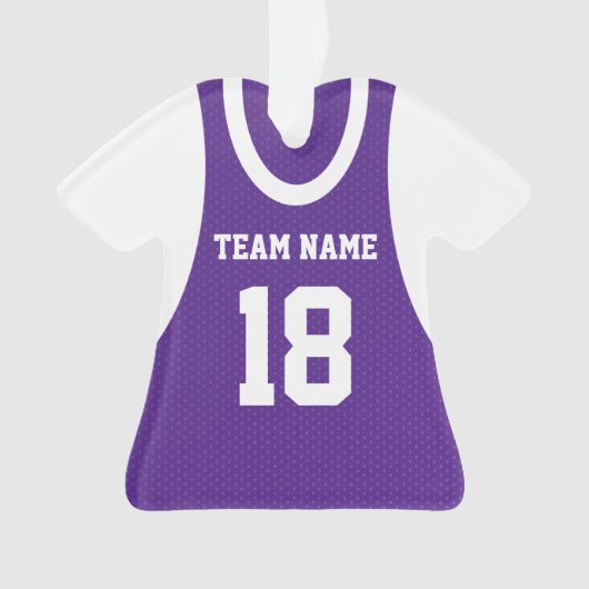 Basketbal Sport Jersey Paarse met Foto Ornament (voorkant)