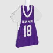 Basketbal Sport Jersey Paarse met Foto Ornament (voorkant)