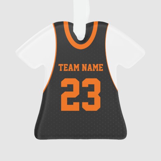 Basketbal Sport Jersey Sinaasappel Ornament (voorkant)