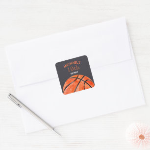 Basketbal Sport Jongen 10e Verjaardagsfeestje Vierkante Sticker