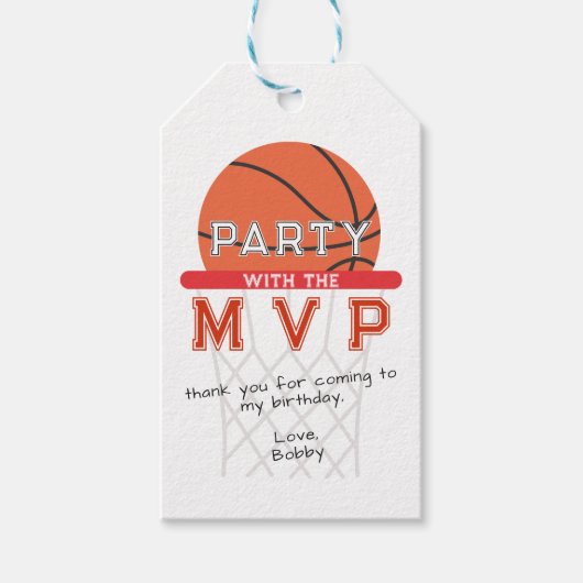 Basketbal Sport Jumpman Thema Alle Leeftijd Verjaa Cadeaulabel (Voorkant)