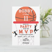 Basketbal Sport Jumpman Thema Wit MVP Verjaardag Kaart (Staand voorkant)