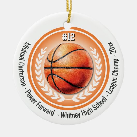 Basketbal Sport Kampioen Team Monogram Keramisch Ornament (Voorkant)