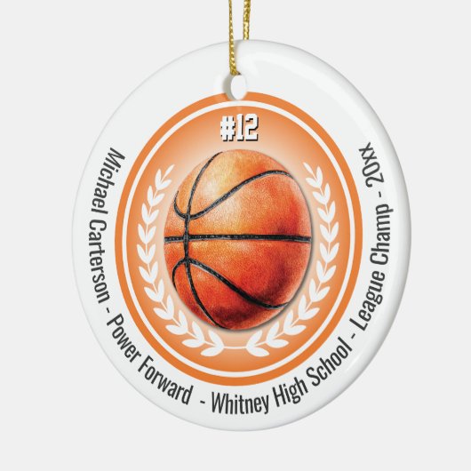 Basketbal Sport Kampioen Team Monogram Keramisch Ornament (Links)